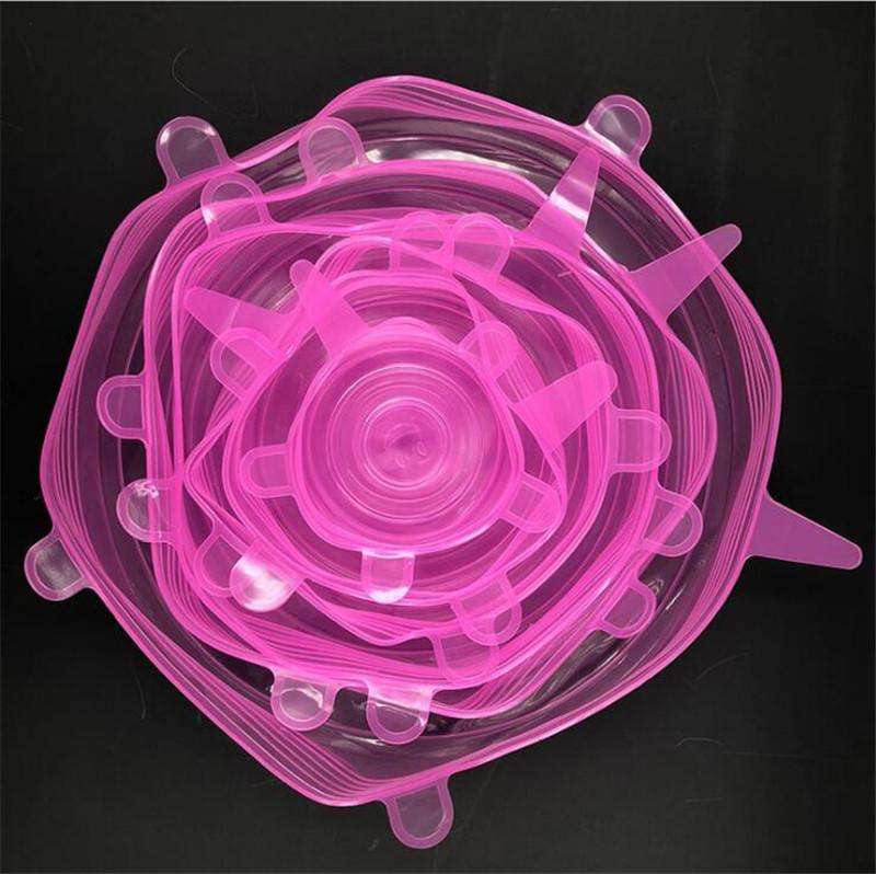 Farben mischen und anpassen Wiederverwendbare elastische Silikondeckel in Lebensmittelqualität, 6 Stück, Mindestbestellmenge 10 Stück für den Großhandel auf Faire16