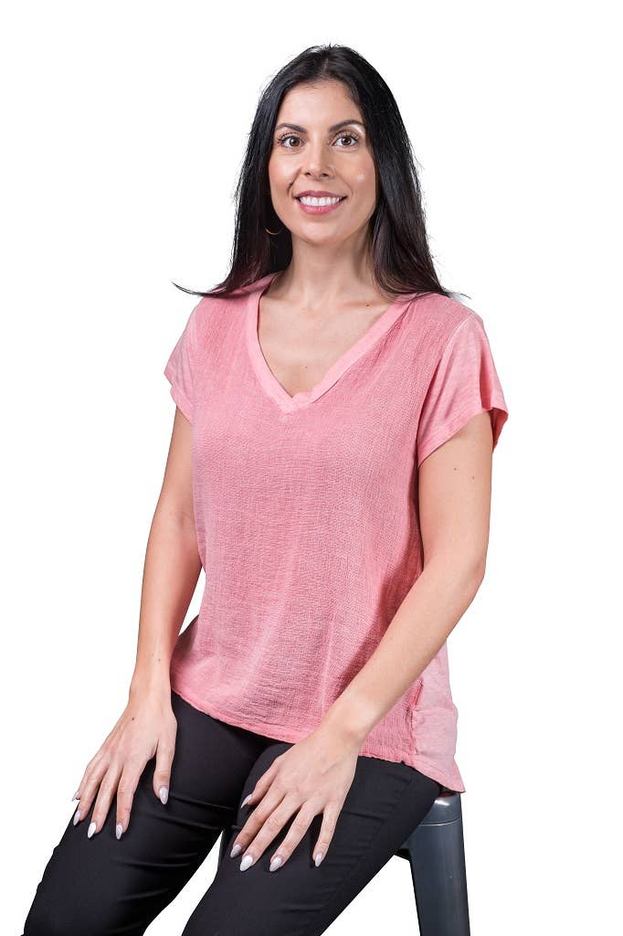TINA Stephens Italy/Tees By Tina - Wholesale Blouse - Women's - Nola Cotton/Linen V-Neck Top (BSS207)42