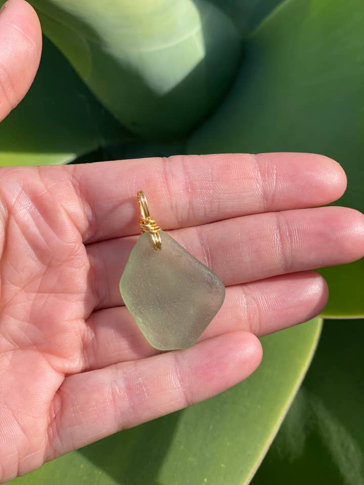 Genuine Seafoam Sea Glass Pendants for wholesale by Seaside treasures