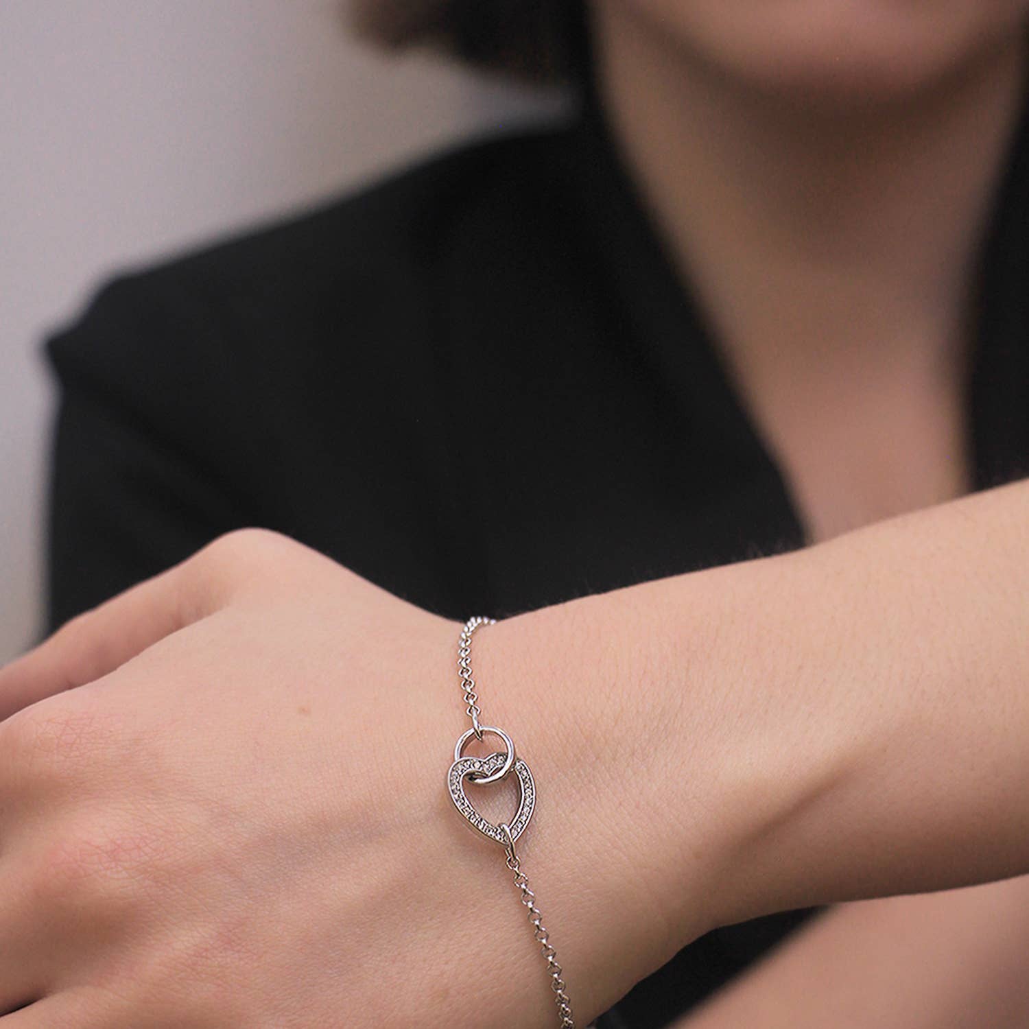 CARALI / MYC Paris - Wholesale Charm/Dangle Bracelet - Locked Heart Bracelet - Silver and Crystal1