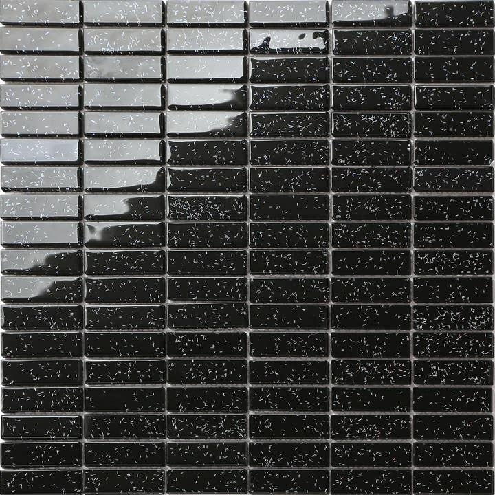 Black Glitter Rectangle Glass Mosaic Tiles (MT0010) for wholesale by TJM DIRECT