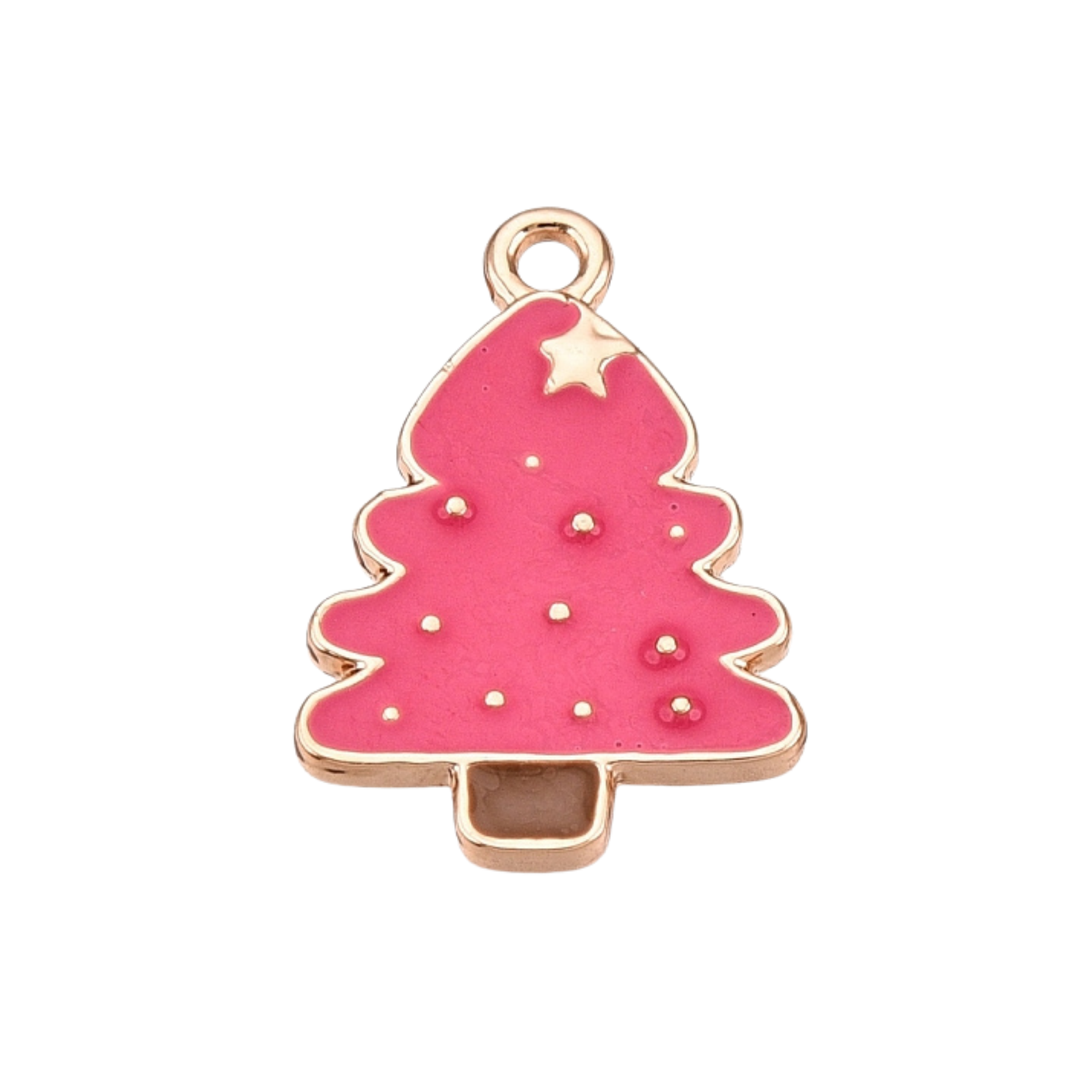 Love, Paige Designs - Wholesale Individual Charm/Pendant - Gold Alloy Pink Christmas Tree Charm0