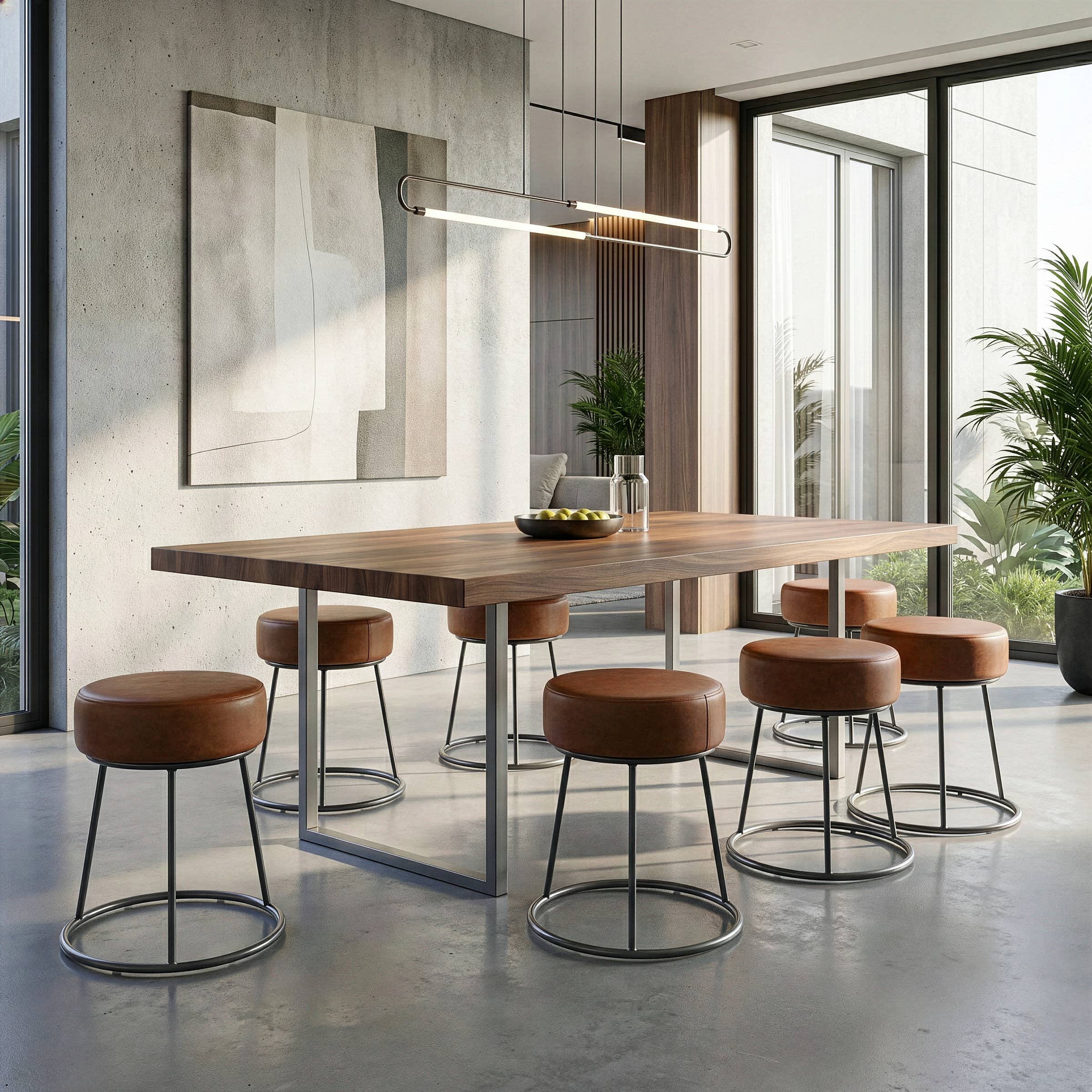 Glamour Home - Vente Chaises - Ensemble de 2 chaises de salle à manger Amie sans dossier avec cadre en métal canon1