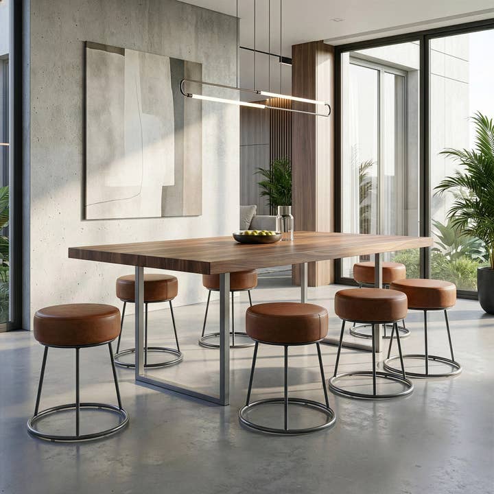 Glamour Home - Vente Chaises - Ensemble de 2 chaises de salle à manger Amie sans dossier avec cadre en métal canon1