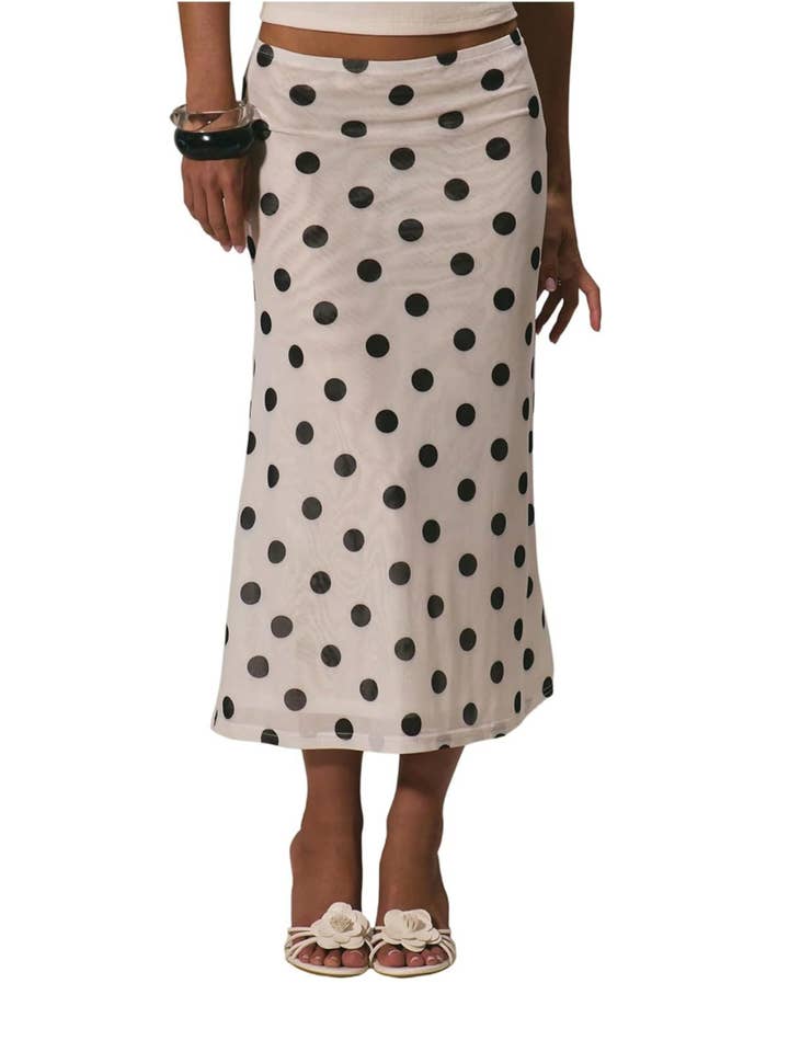 Rosa Clothing - Wholesale Skirt - Women's - French romance Polka Dots Midi skirt14