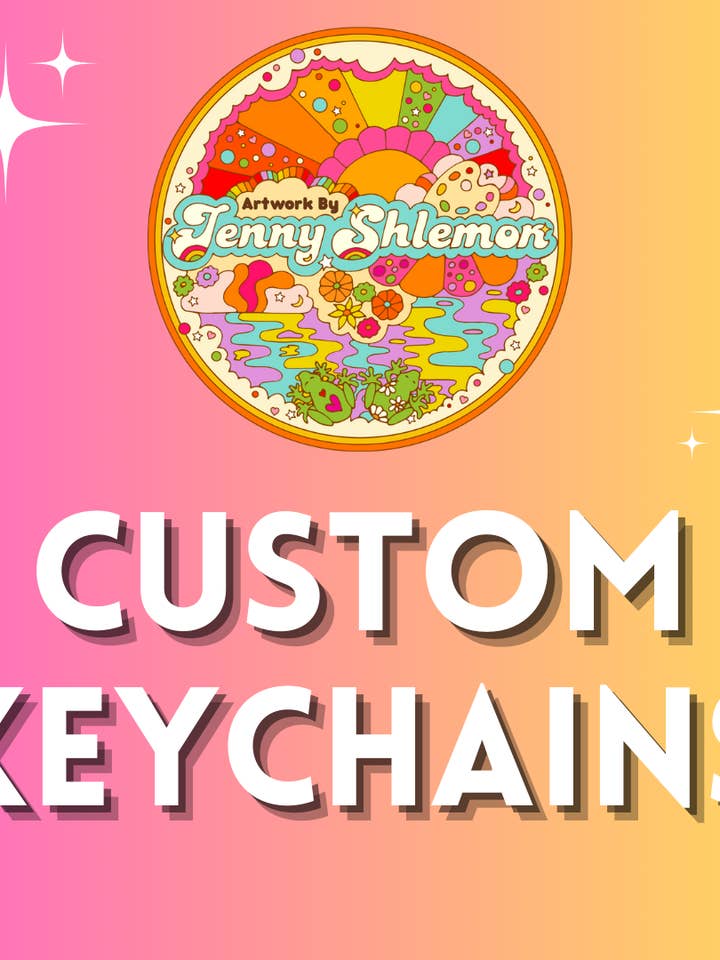 Custom Business Logo/Phrase Iridescent Keychains for wholesale by ShlemonArt