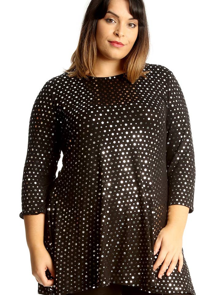 1721 Dot-Foil-Schwingtop mit 3/4-Ärmeln für den Großhandel von NOUVELLE