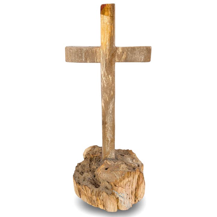 Forstenet trækors, Naturligt stenkors, Organisk stenkors, Stående kors for engroshandel hos baligood