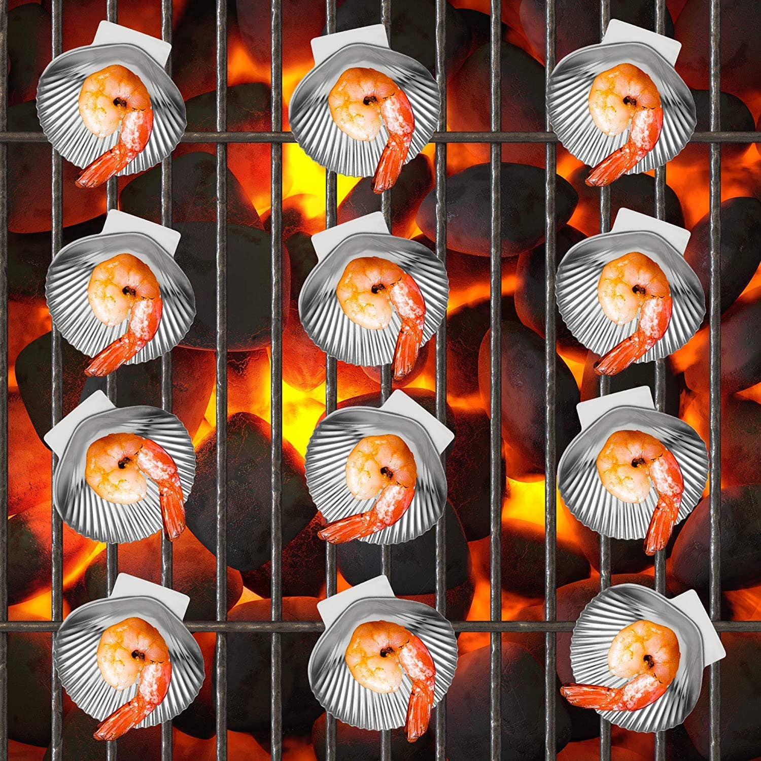 Fox Run Brands - Wholesale Outdoor Grill Tools - Outset Grillable Sea Shells, Set of 12, 3.25" x 3.5"3