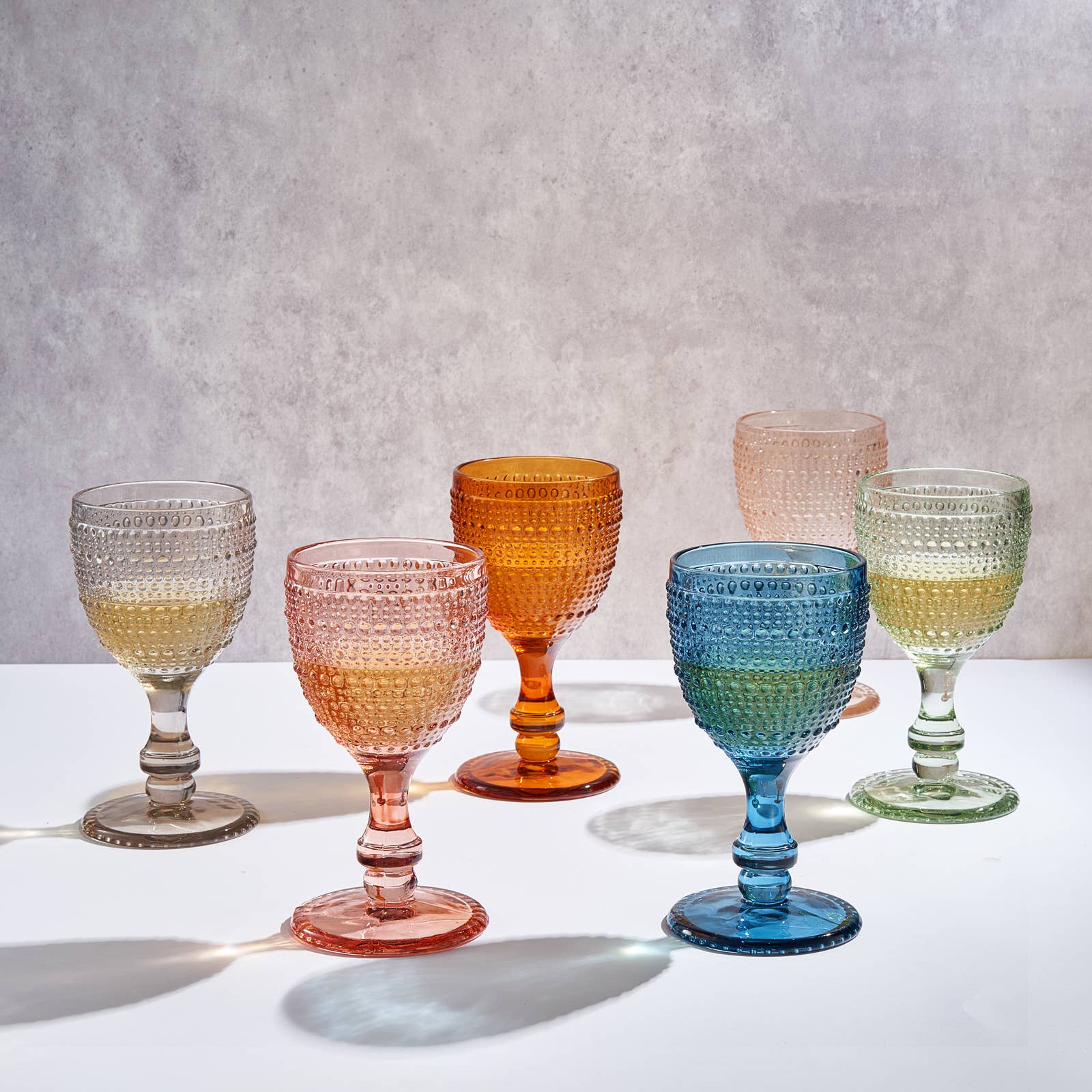 The Wine Savant /  Khen Glassware - Wholesale Wine Glass - Beaded Goblet Wine Drinking Glasses Set | Set of 6 | 14.8 OZ1