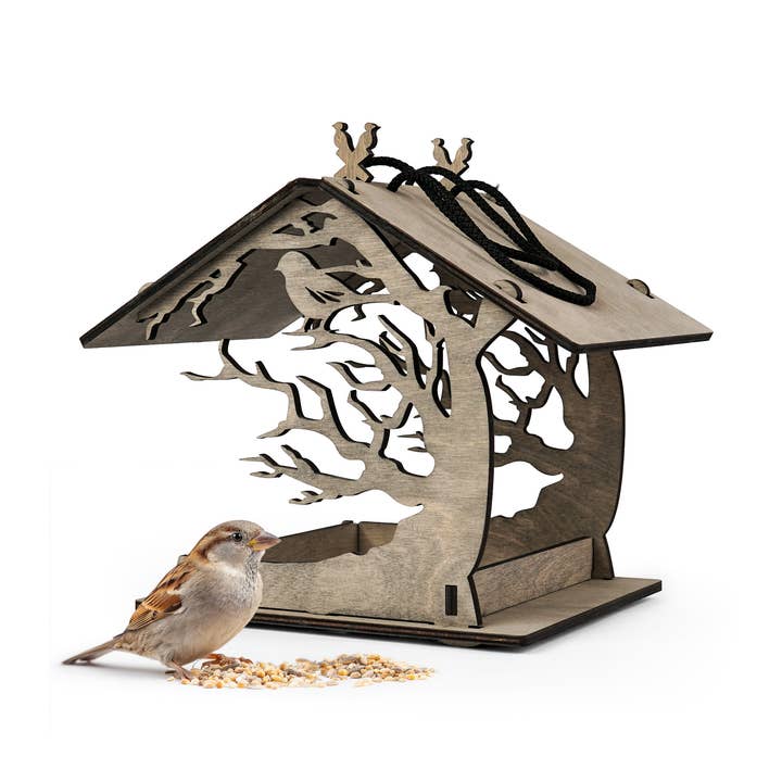 Houten hangend vogelvoederhuisje voor tuin, terras en achtertuin voor wholesale door PromiDesign