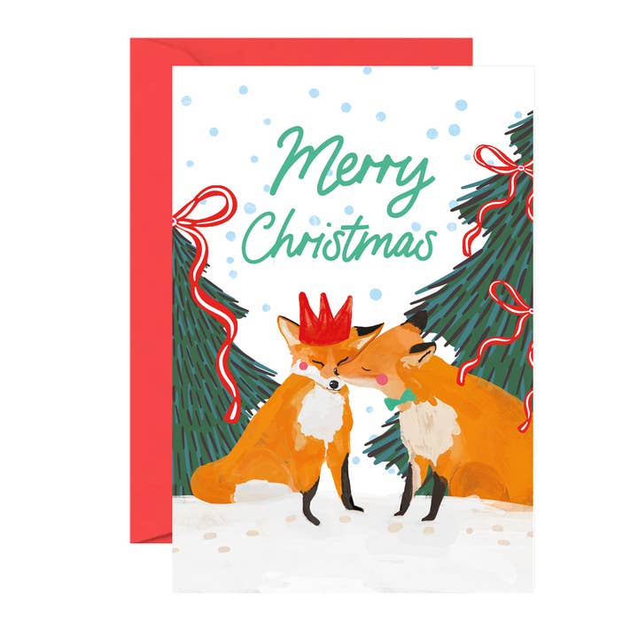 Biglietto di Natale Due Volpi per la vendita all'ingrosso da parte di Lottie Simpson