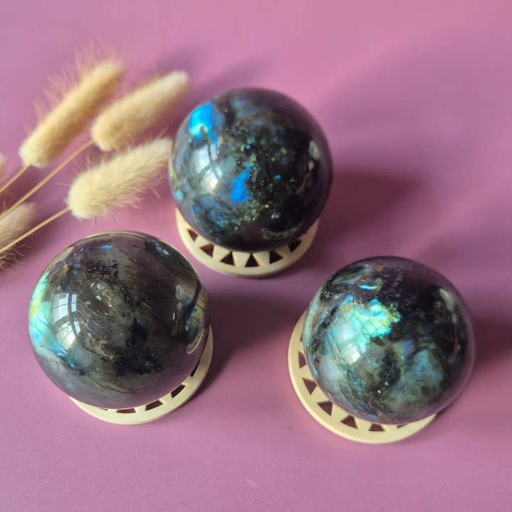 Labradorite Sphere – Gemstone Sphere with Flash (50mm-85mm) for wholesale by Moonlight Gemstones