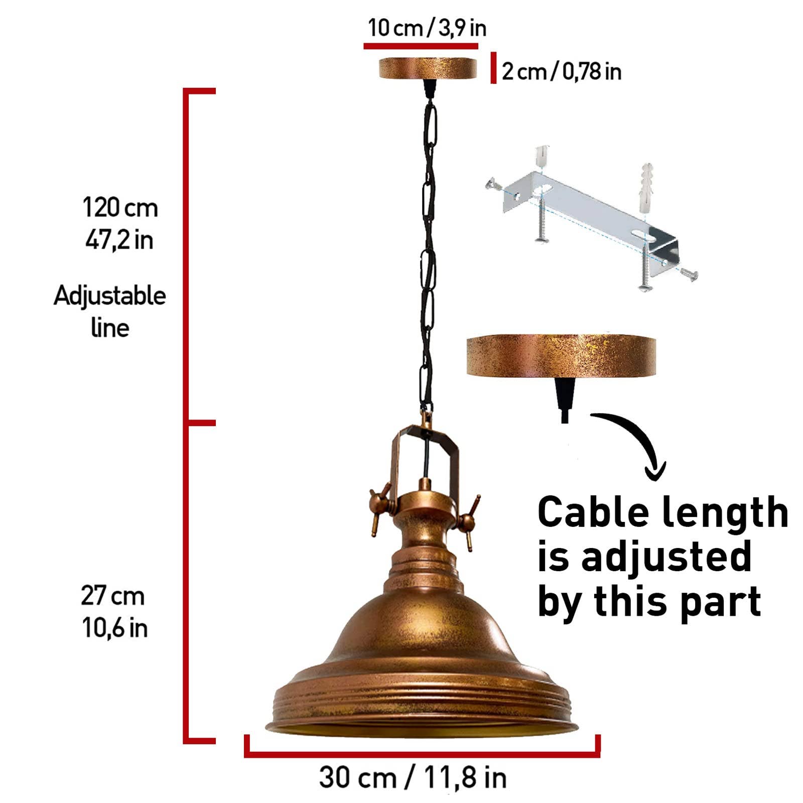 REMOVED BRAND – wholesale Chandelier/hanging light – Ulmete Industrial Set x2 Pendant Light, Metal, E26, 11.8"3