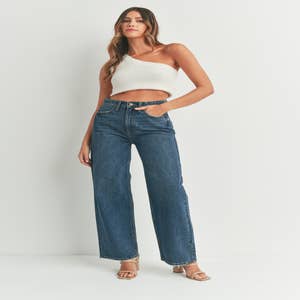Versatile Washed Ripped Spliced High-waisted Micro Flared Jeans in