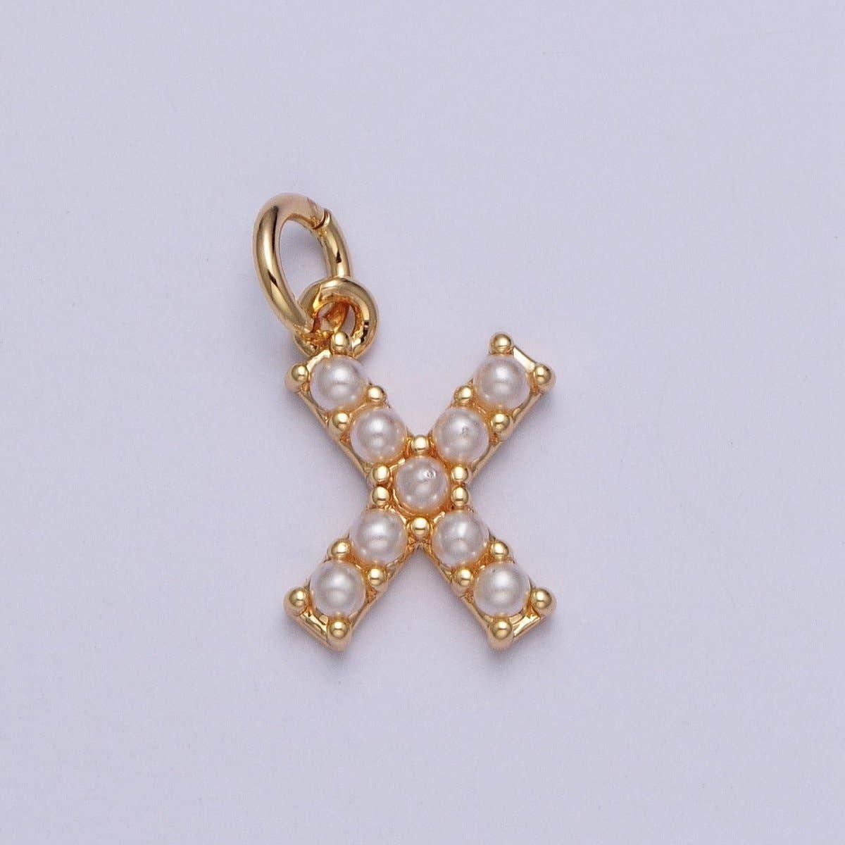 Aim Eternal - Venta al por mayor Abalorios/colgantes individuales - Mini Abecedario Colgante de Perla Encanto Inicial de Perla Pequeña Colgante Relleno de Oro de 16K para Joyería Personalizada | A-313-A-32523