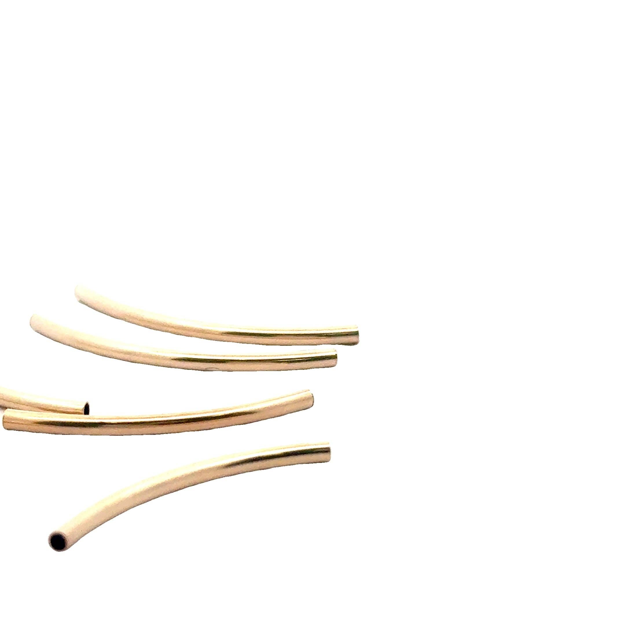 Purity Beads - Wholesale Craft Supplies - 14K Gold Filled Tubes | Curved Tubes | 6 to 10 Pcs in a pack | Four Sizes: 25, 30, 35 and 40mm | 2mm Thick Tubes |7