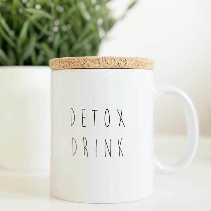 "Detox drink" mug with cork lid for wholesale by Marcel & Lily