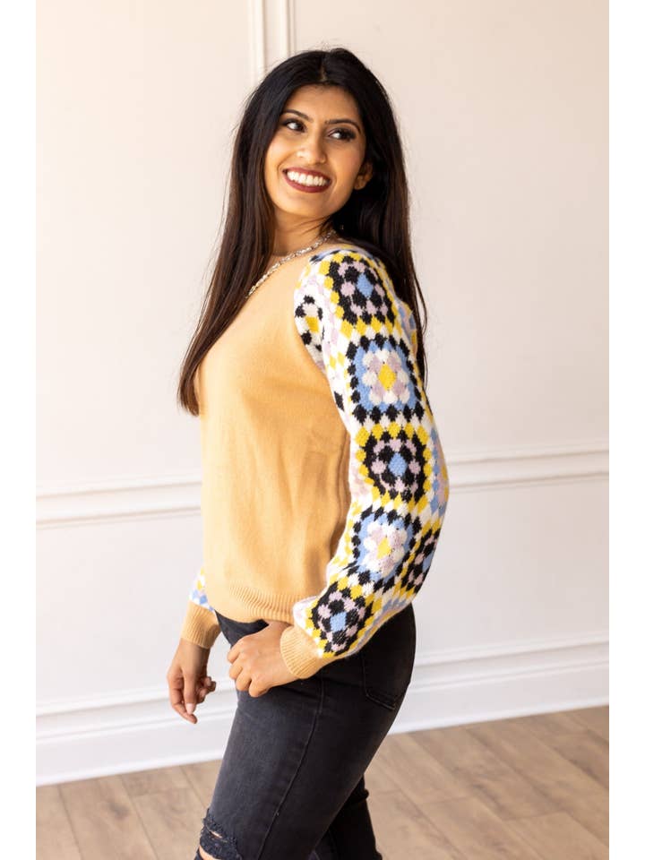 Tan Enchanting Crochet Cozy Sweater for wholesale on Faire1