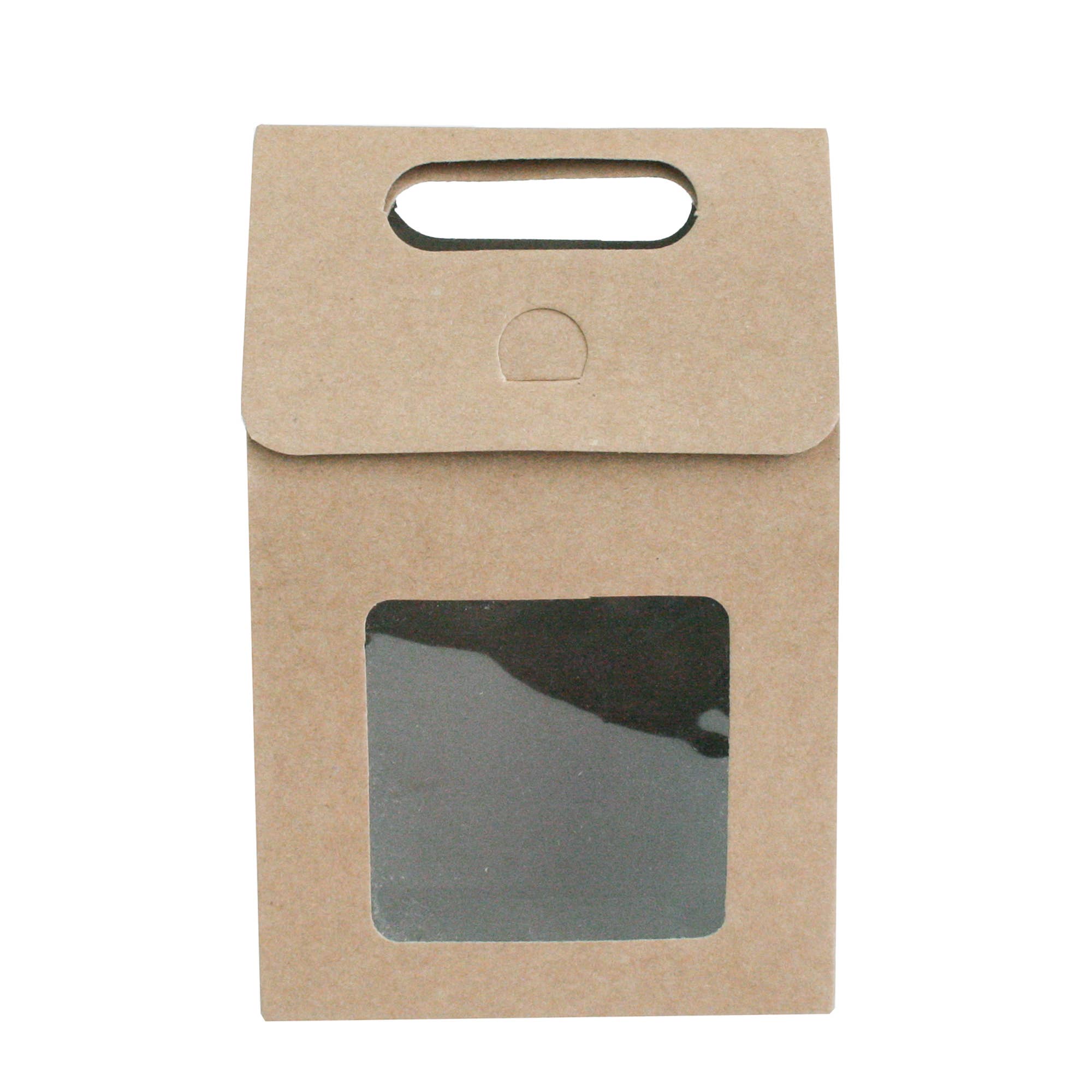 Emartbuy – Großhandel Geschenkboxen – Braune Kraftbox-Tasche mit transparentem Fenster und Griff — 12er-Pack1