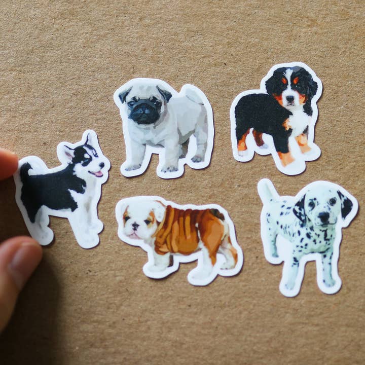 Pegatinas impermeables mini de cachorros para amantes de los perros para venta al por mayor de The Sticker Shop