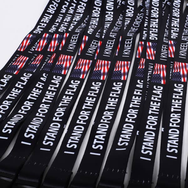 Swanson Christian Products - Wholesale Lanyard - Unisex - Lanyard Stand For The Flag, Kneel At The Cross Pk 12