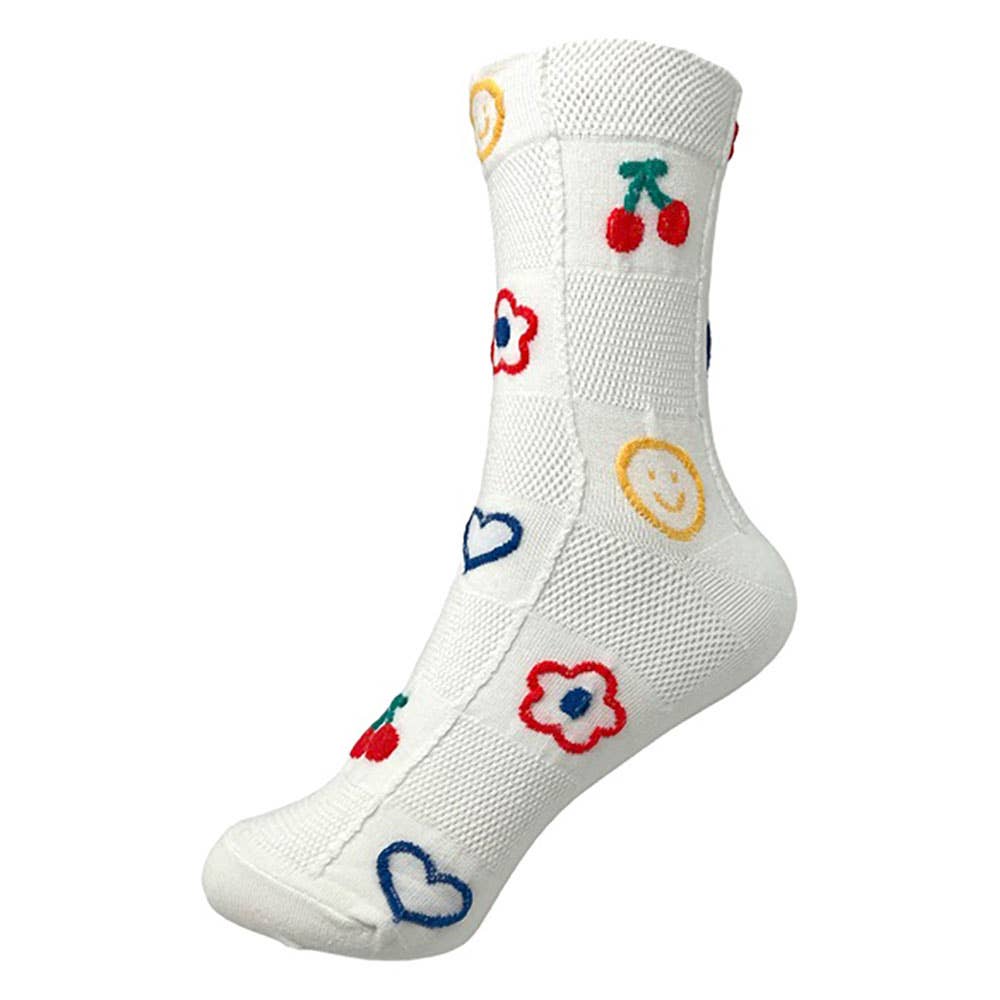 Sensibling Corp. - Wholesale Socks - Women's - 10Pairs - Cherry Flower Heart Smile Face Patterned Socks1