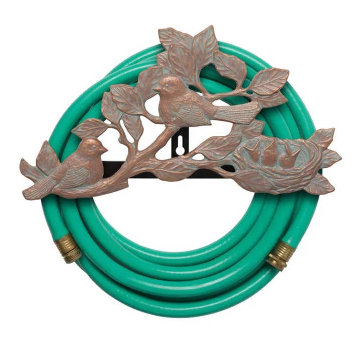 Whitehall Chickadee Hose Holder, Copper Verdigris for wholesale by Playful Tail