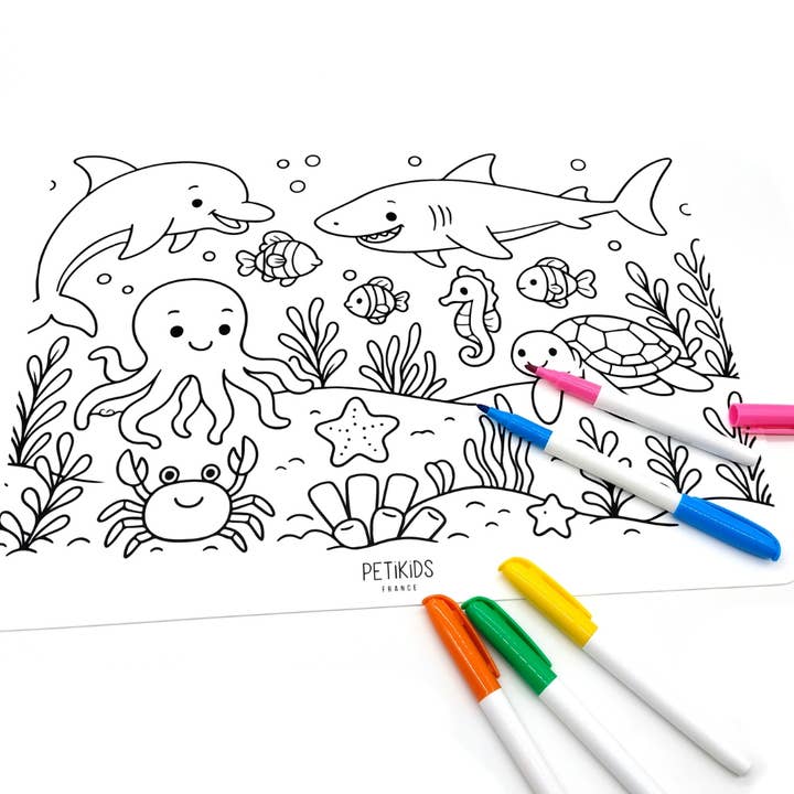 Silicone Coloring Table Set - 2 Sides for wholesale by PETIKIDS