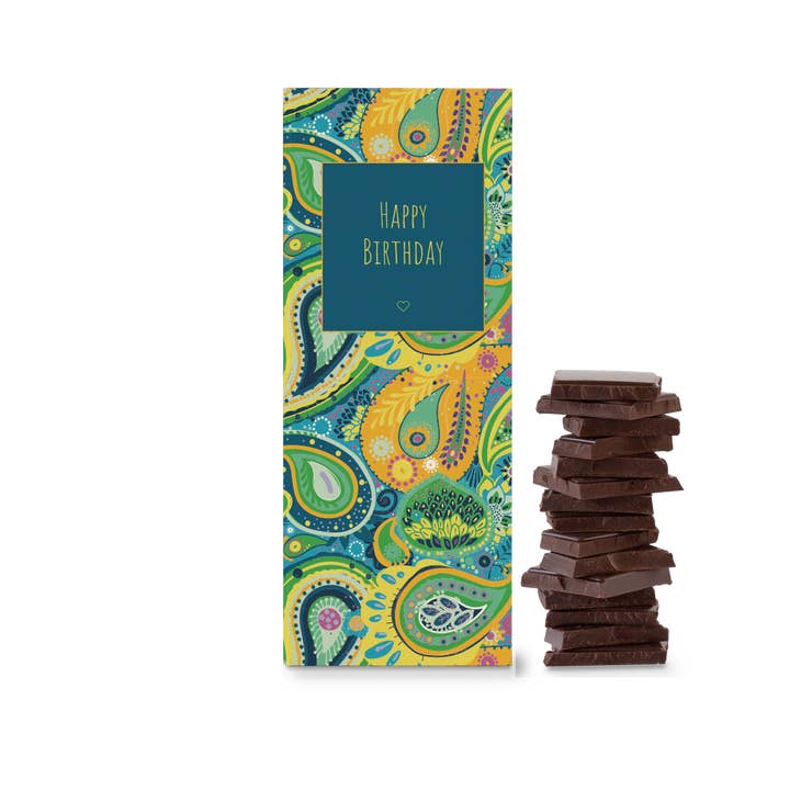 Chocolat biologique CHOCQLATE 50 % « Joyeux anniversaire » pour la vente par Chocqlate