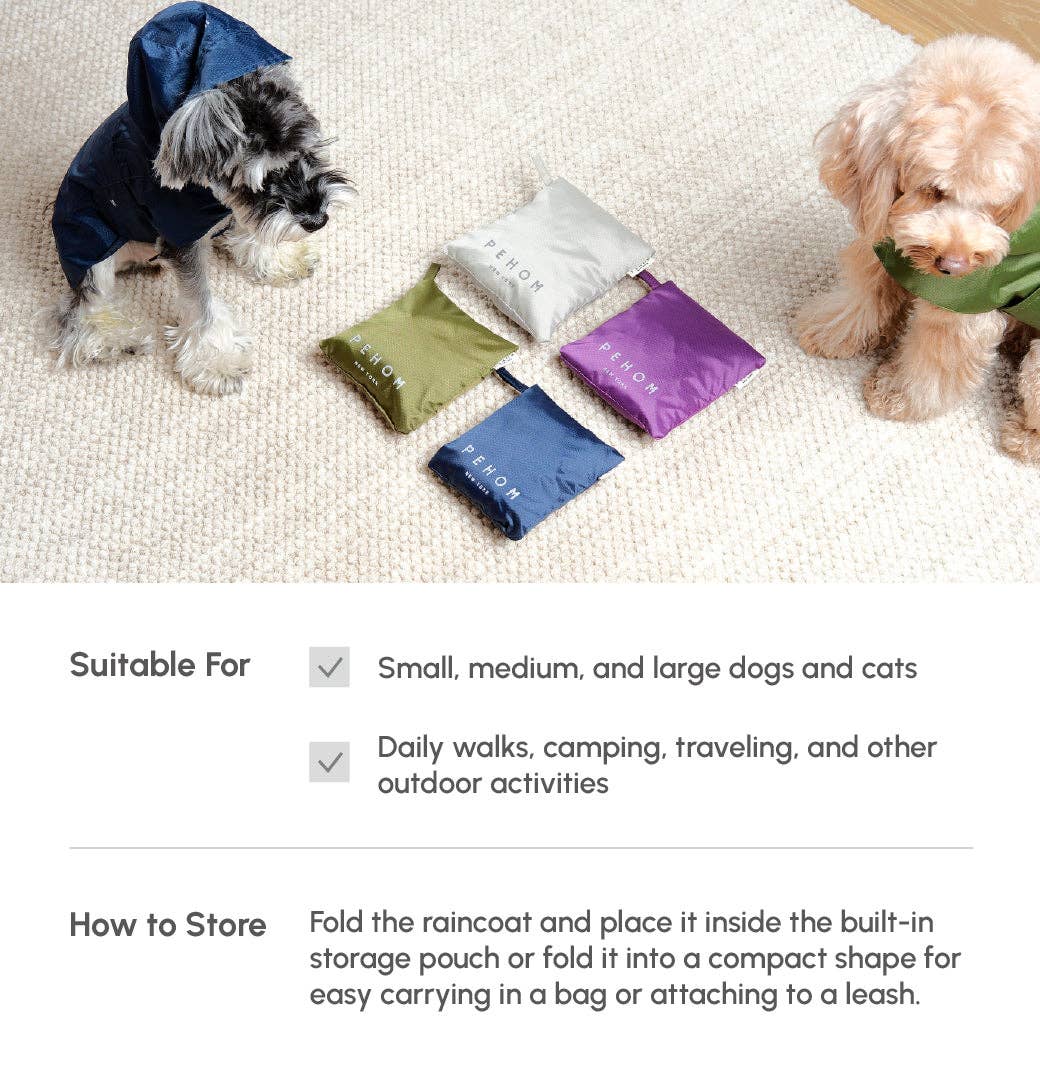 PEHOM - Venta al por mayor Chubasquero - Perros - Impermeable tipo cápsula - Morado20