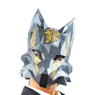 PAPERCRAFT WORLD - Wholesale DIY Craft Kit - 3D PaperCraft Futuristic Fox Origami Mask - Black0
