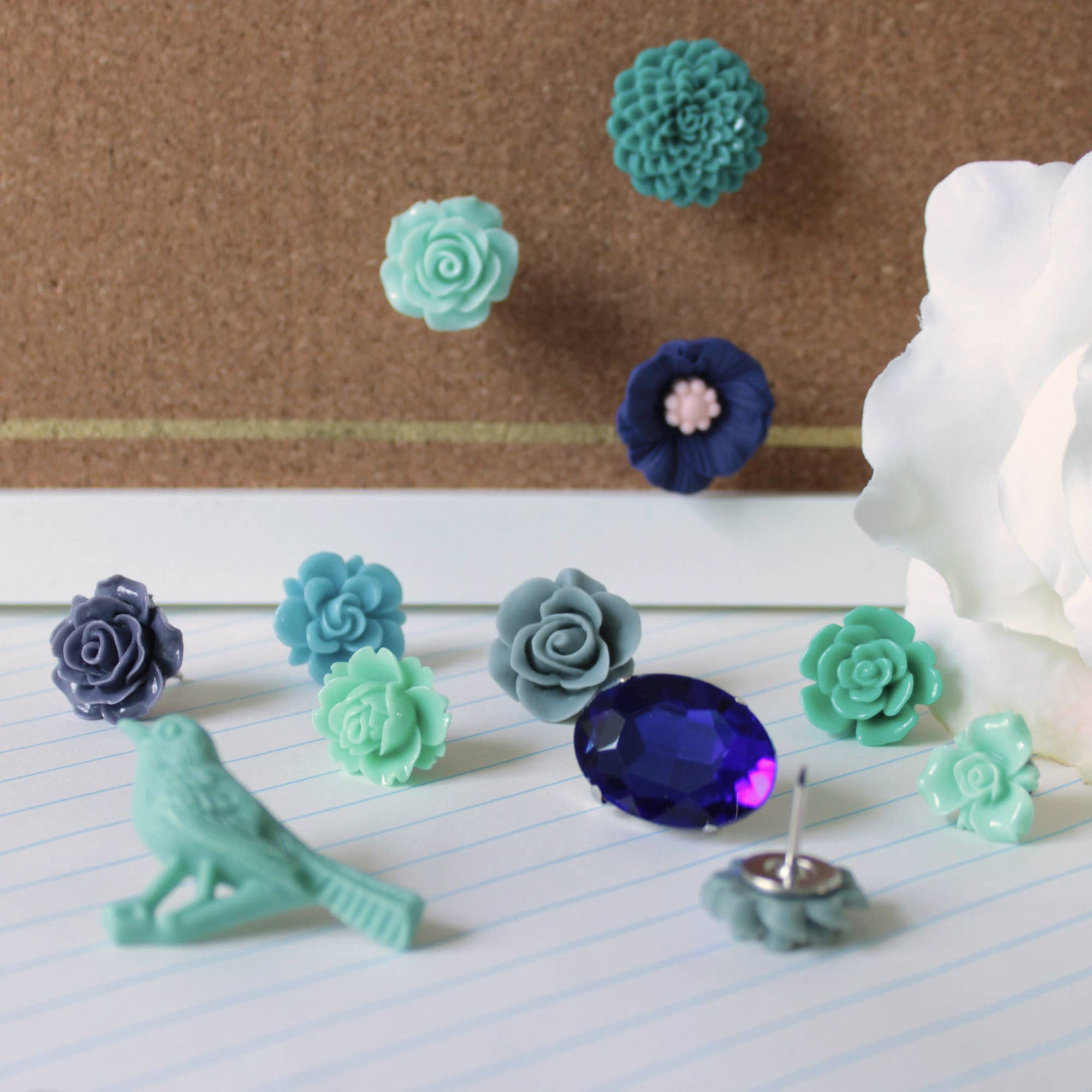 Merry Alchemy - Vendita all'ingrosso Puntine - Set puntine da disegno fiore blu3