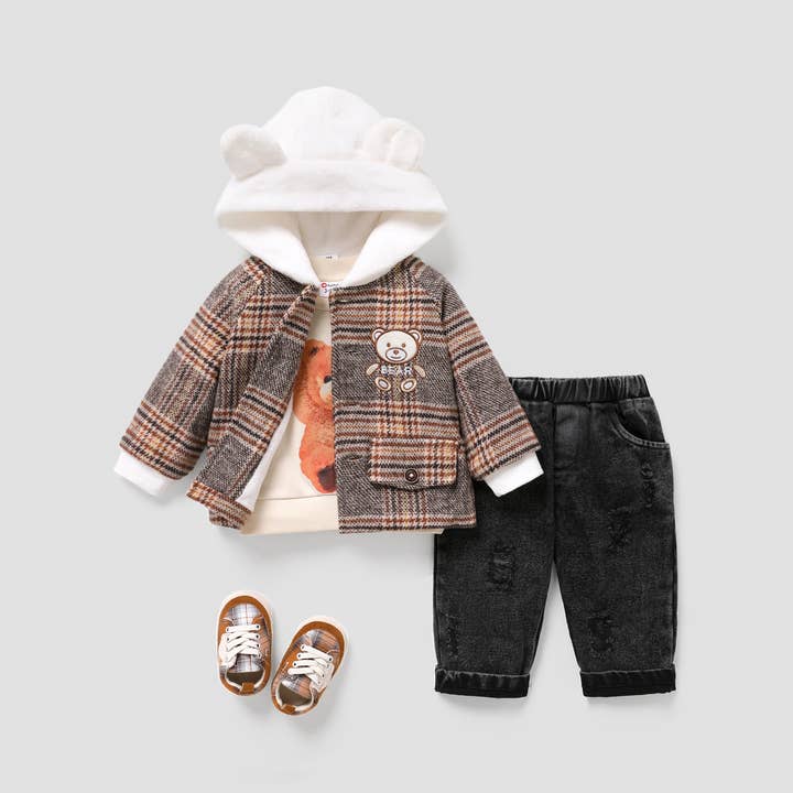 Manteau à grille hyper-tactile pour bébé fille/garçon pour la vente par PatPat