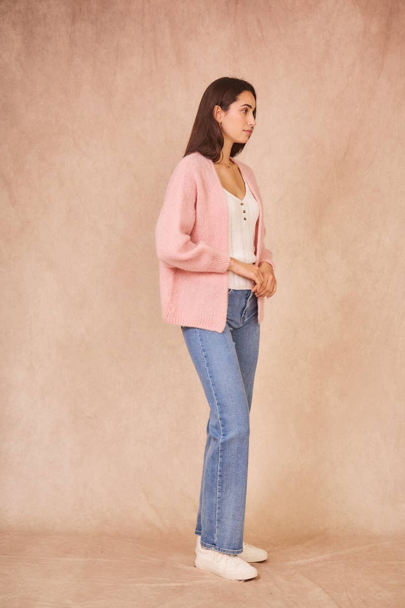 Calie Paris – Großhandel Strickpullover – Damen – Offene Mohair-Mischung Strickjacke2