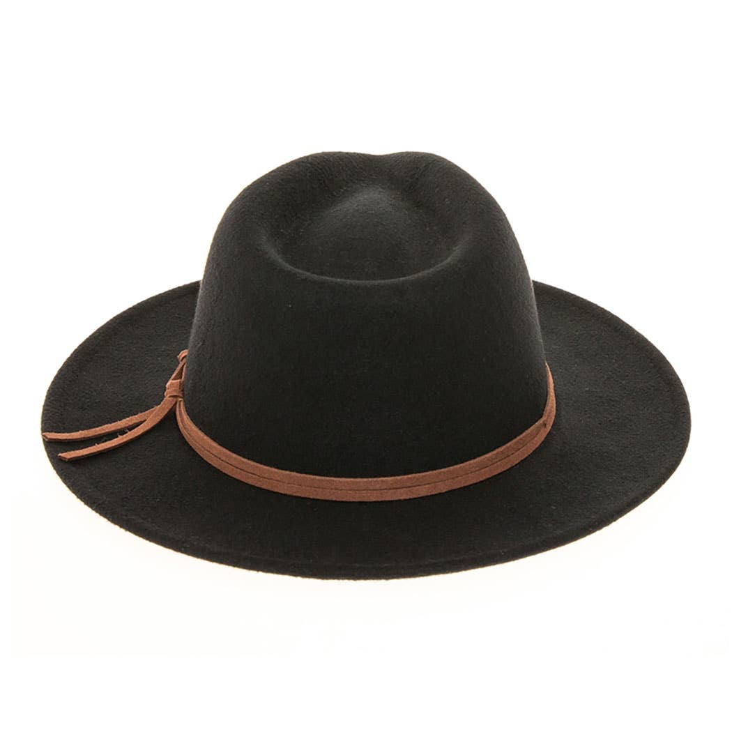AdornWise – Fedora - Mulher por atacado – Chapéu Fedora de Feltro Vegan com Faixa de Camurça com Nó5