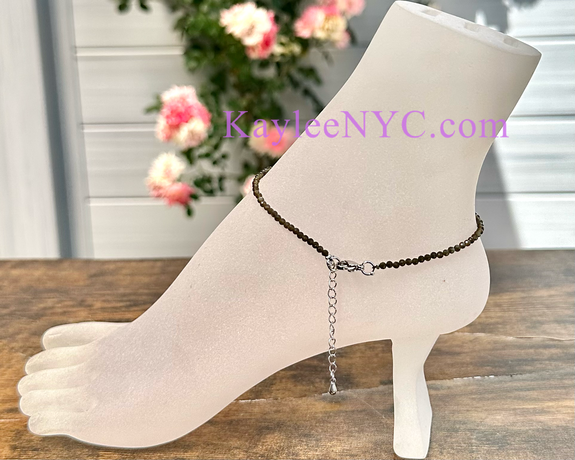 KayleeNYC - Wholesale Jewelry Set - 2mm Natural Black Spinel Anklets Crystals Healing1