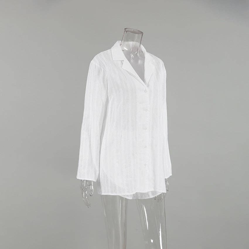 Dipped Shop – Engroshandel Pyjamasæt - Dame – Stribet Jacquard Blødt Nattøjssæt DPS22391