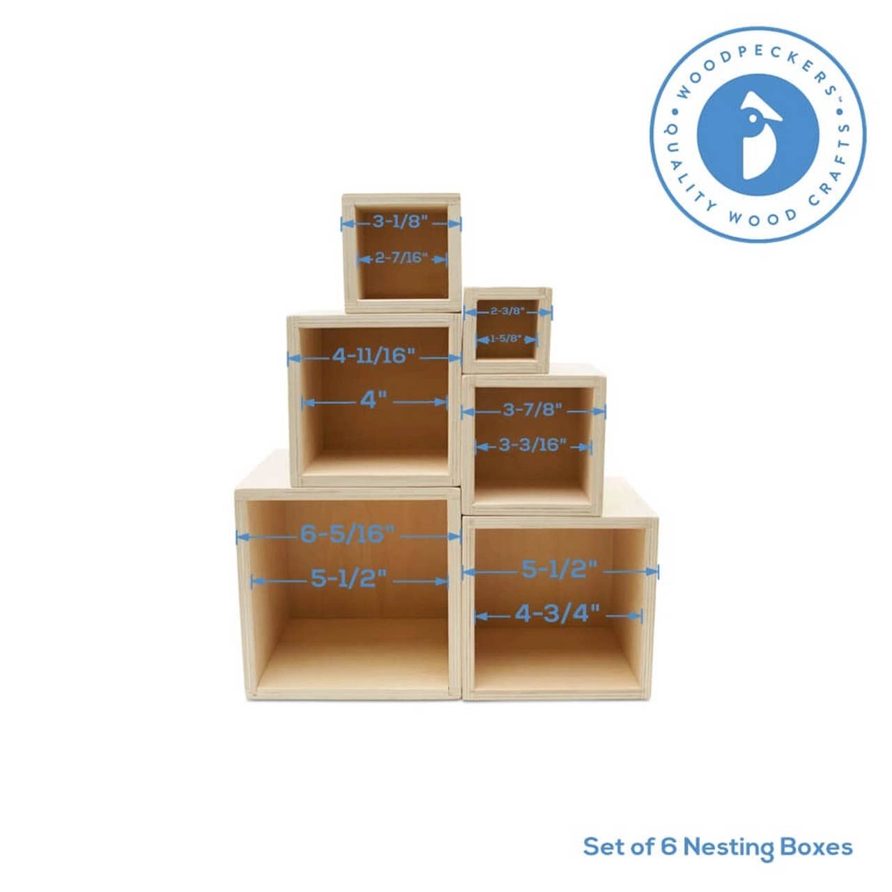 Woodpeckers Crafts - Wholesale DIY Craft Kit - Wooden Nested Stacking Boxes, Set of 61