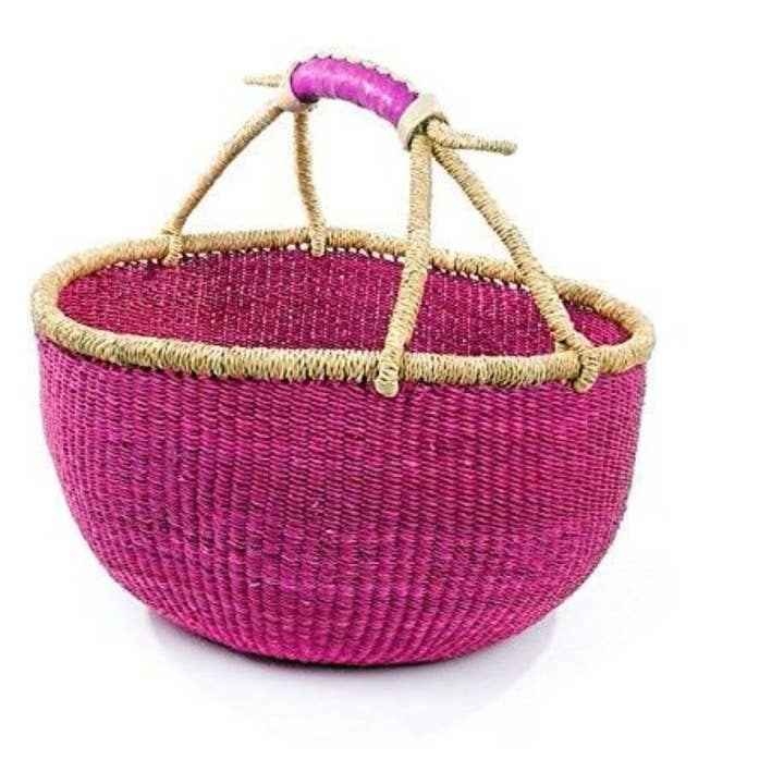 The African Home Goods - Wholesale Basket - PINK African Basket | Bolga Ghana Basket