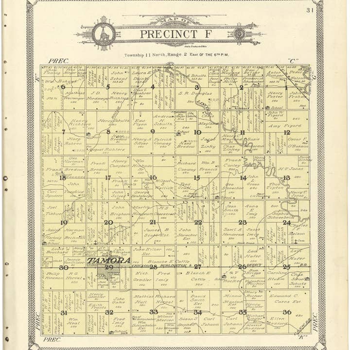 Relic Map Co. - Wholesale Map - Map of Precinct F from Standard Atlas of Seward County, Nebraska 1908
