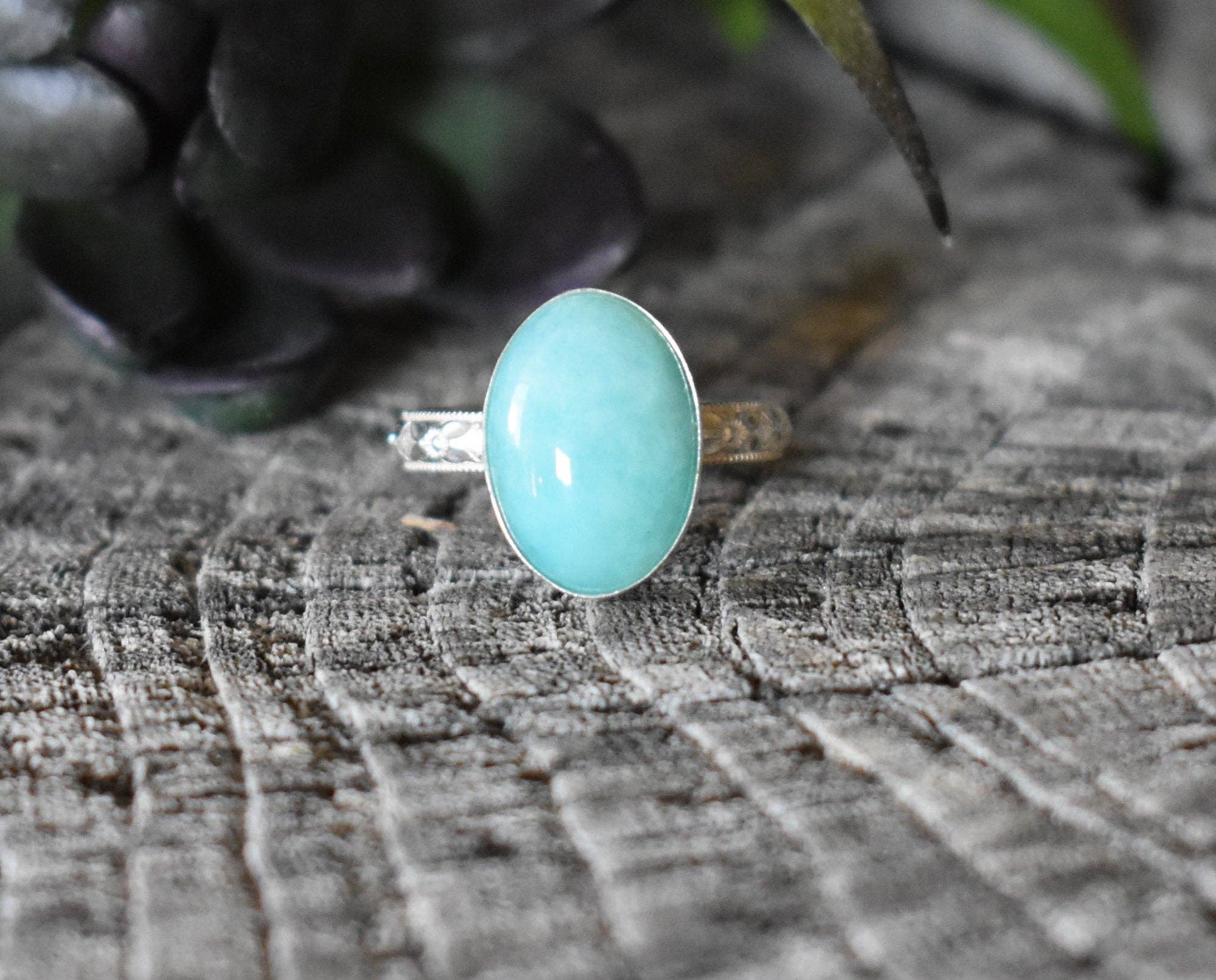 A Wild Violet – Anel de cocktail/declaração por atacado – Anel Boho Amazonite4