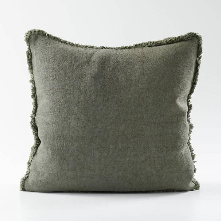 Funda de cojín de lino Luca® Boho, color caqui para venta al por mayor de Eadie Lifestyle