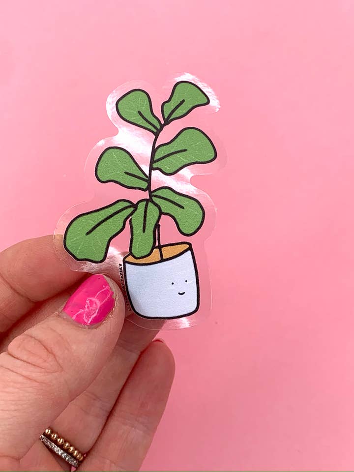 Fiddle Leaf Fig Clear Vinyl Sticker for wholesale by Little May Papery