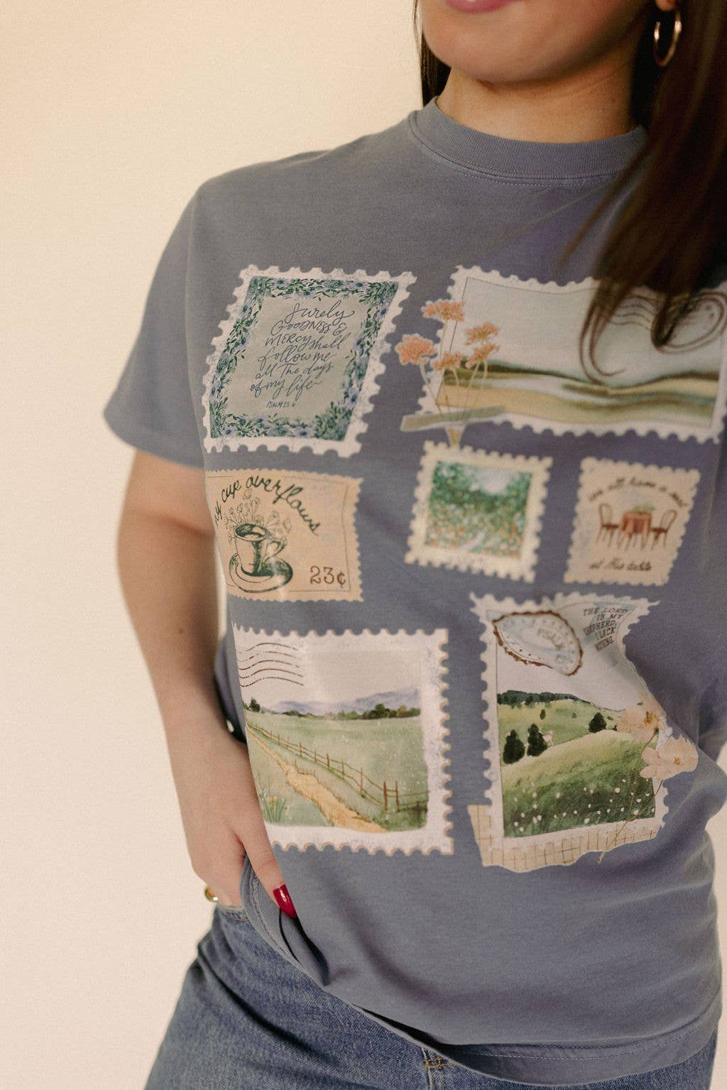 Whitney | Chaudoin Creations - Wholesale Screen Printed T-Shirt - Women's - Pslam 23 Stamp Graphic Tee 1