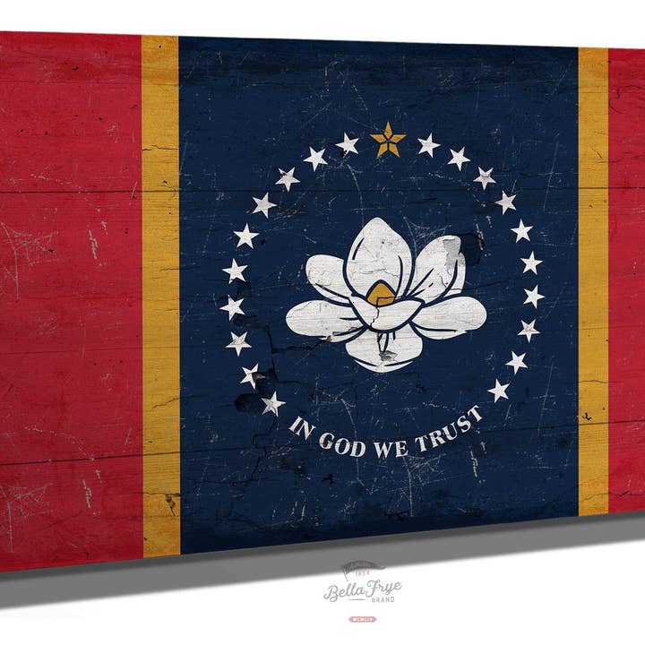 Mississippi Flag Wall Art - Vintage State of Mississippi Sign for wholesale by Bella Frye