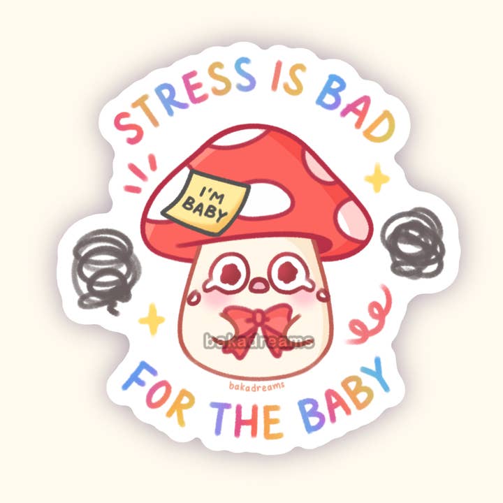 O stress é mau para o bebé cogumelo autocolante de vinil por atacado de BakaDreams