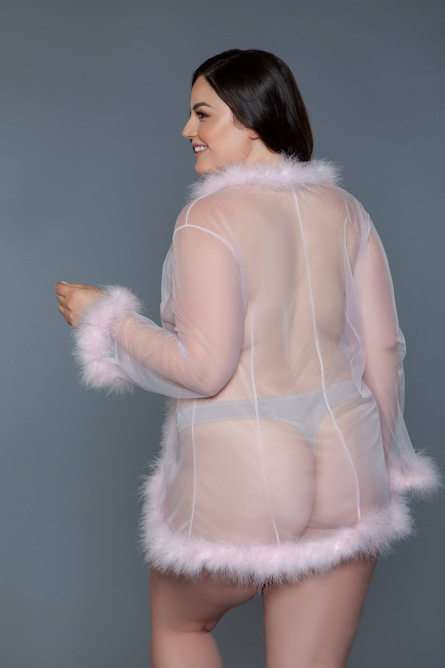 BeWicked - Vente Peignoir – femme - Peignoir court orné de fausse fourrure38