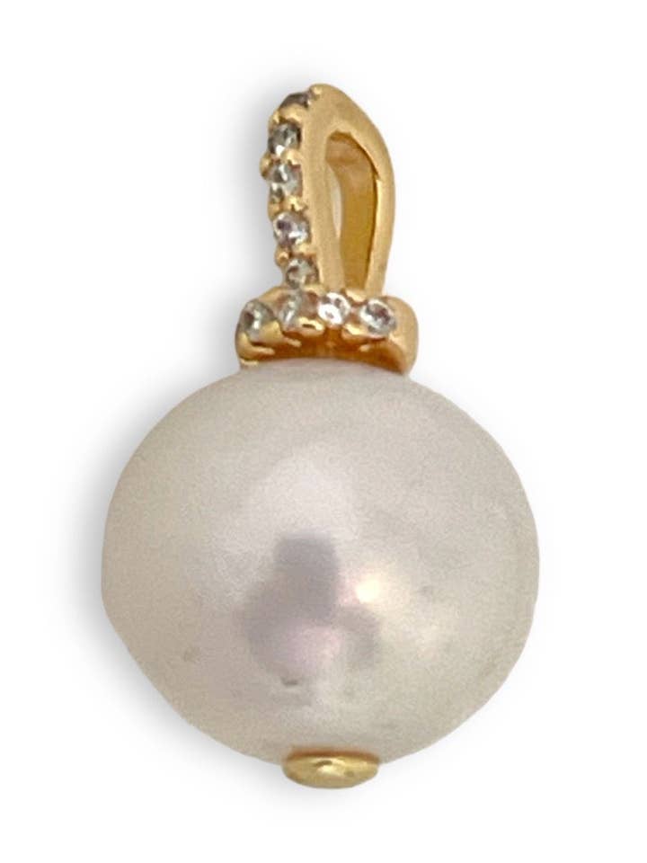 Freshwater Pearl Pave Pendant for wholesale by Shiver + Duke