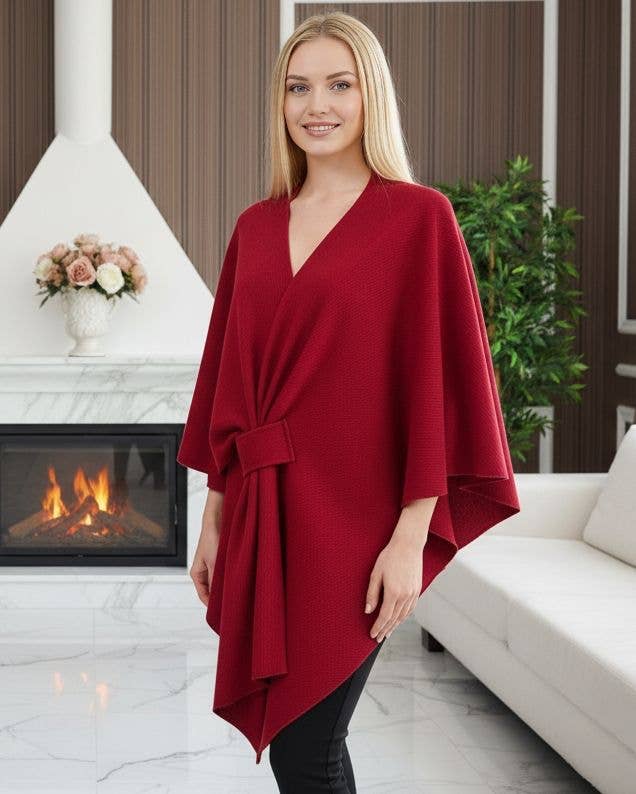 Beige Knot Wrap Cape Poncho Style for wholesale on Faire1